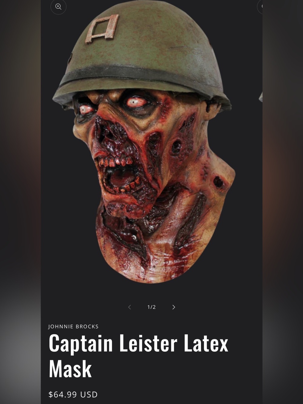 Ghoulish Productions Captain Lester zombie overhead latex mask.
